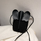 Cute Elephant Trunk Design Crossbody Shoulder Bag Black