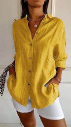 Women's Elegant Oversized Blouse Yellow