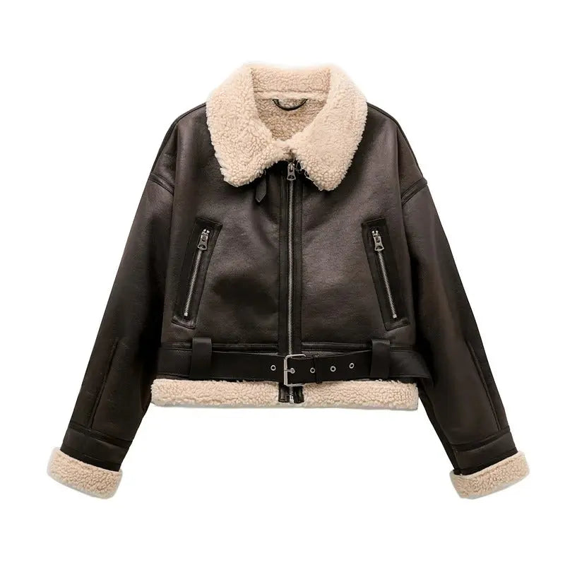 Cozy Plush Lined Women's Jacket Brown