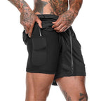 Mens Quick Dry 2 In 1 Running Shorts With Phone Pocket