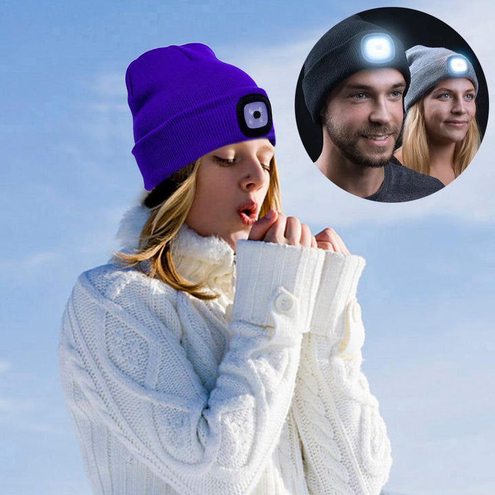 LED-Strickmütze mit Leuchtlicht – Batteriebetriebene gestrickte Beanie