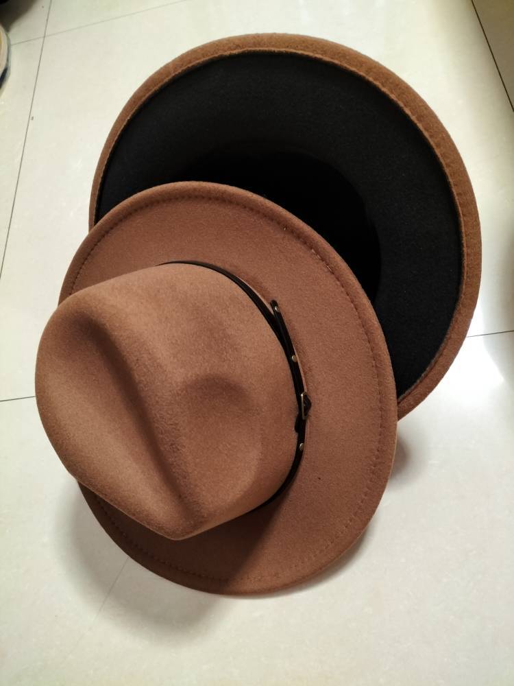 Chapeau Fedora en laine à blocs de couleur élégant pour hommes et femmes