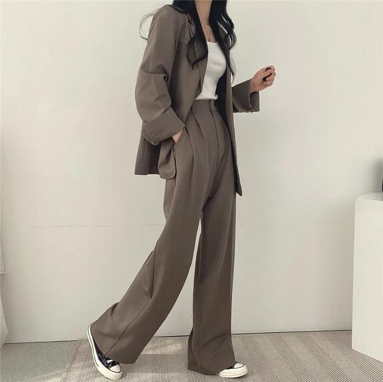 Hailey | Conjunto de Fato Feminino Ajustado com Blazer Comprido