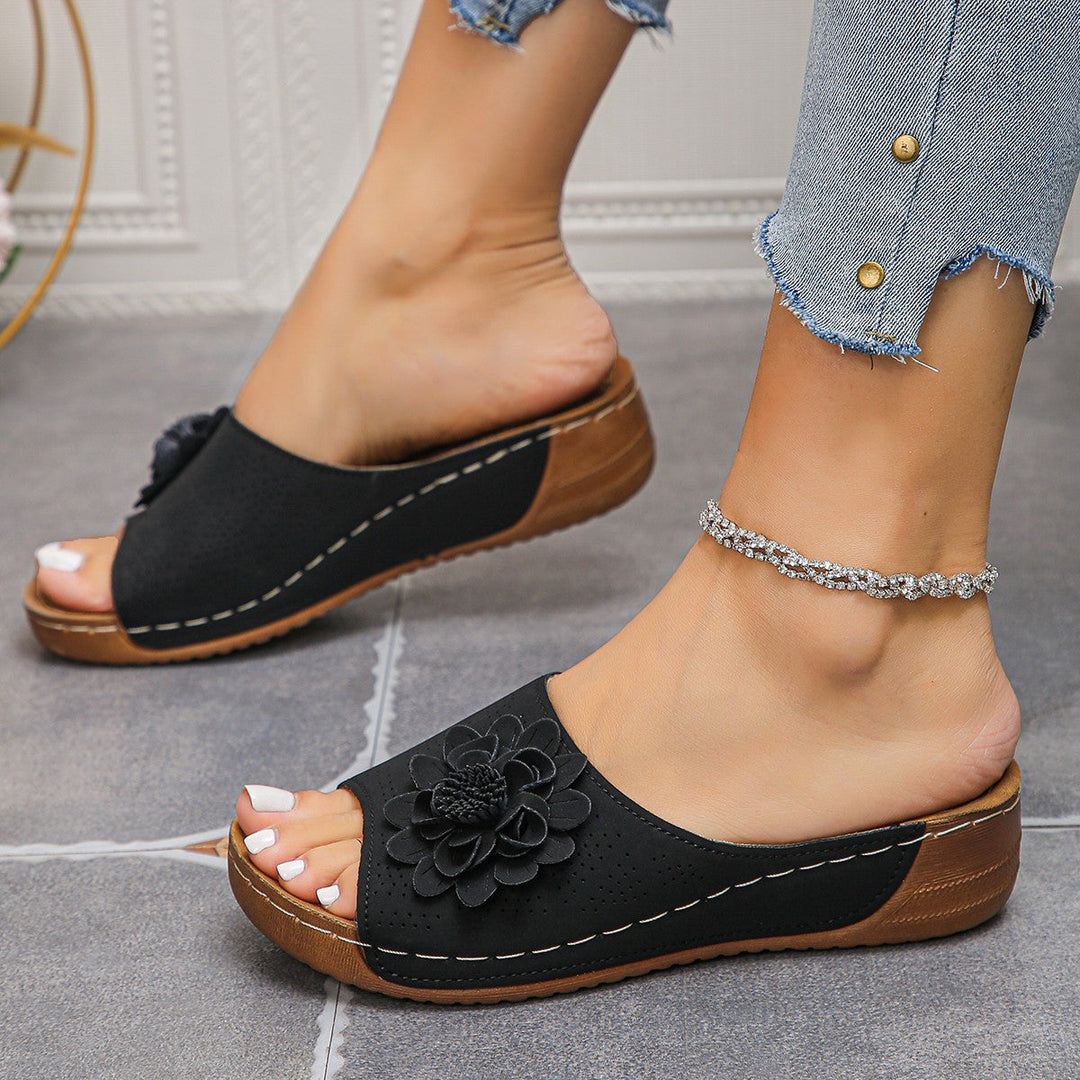 Women's Retro Floral Wedge Sandals for All-Day Comfort-MODAUTLET
