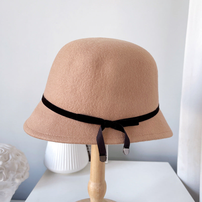 Sombreros elegantes de fieltro de lana con lazo sofisticado para mujer