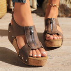 Women's Zipper Wedge Sandals for Summer