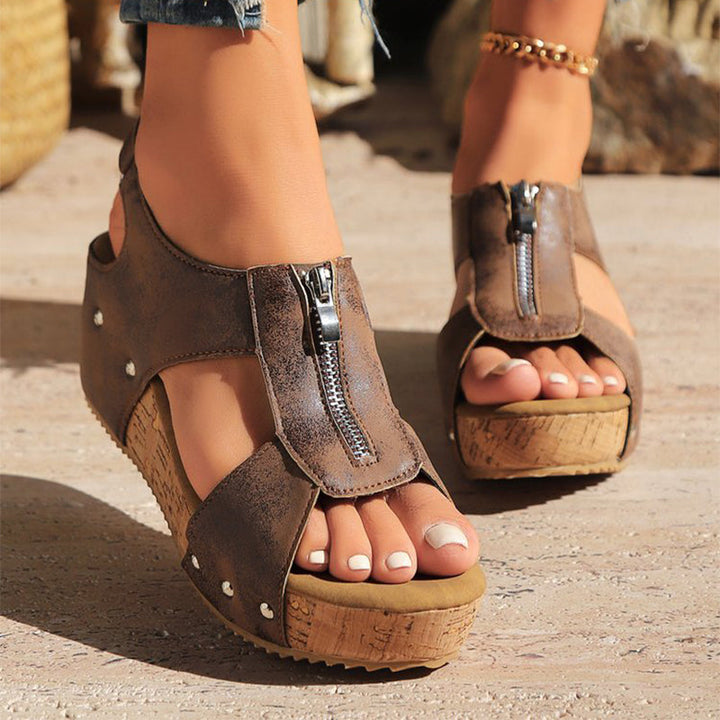 Women's Zipper Wedge Sandals for Summer-MODAUTLET