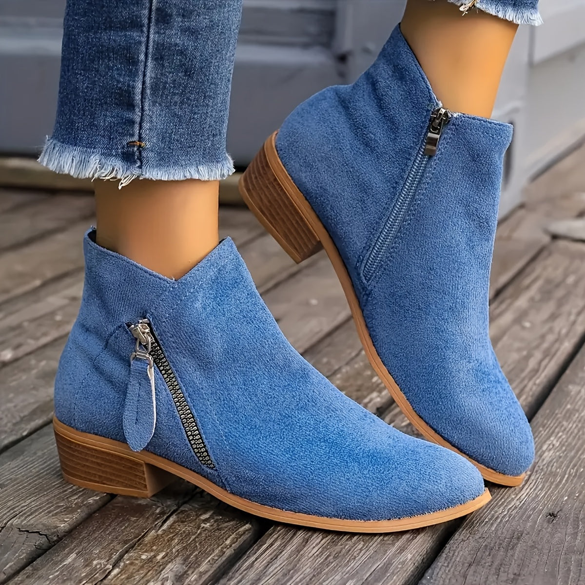 Women's Chic Side-Zip Boots Blue