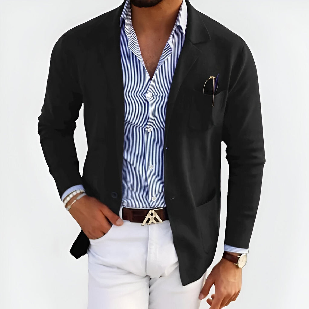 Lightweight Breathable Summer Knit Blazer for Warm Weather Black