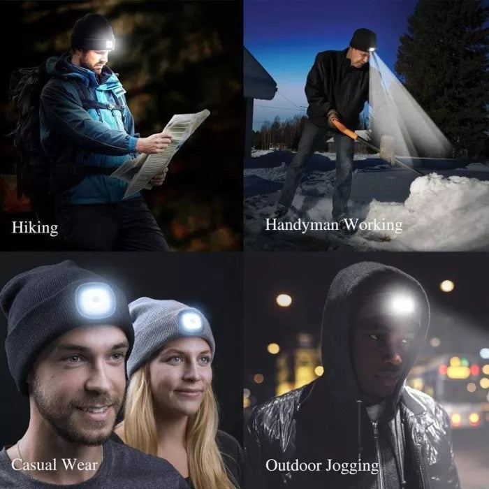 LED-Strickmütze mit Leuchtlicht – Batteriebetriebene gestrickte Beanie