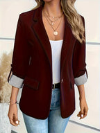 Tailored Womens Blazer For Professional Power Suit Office Burgundy