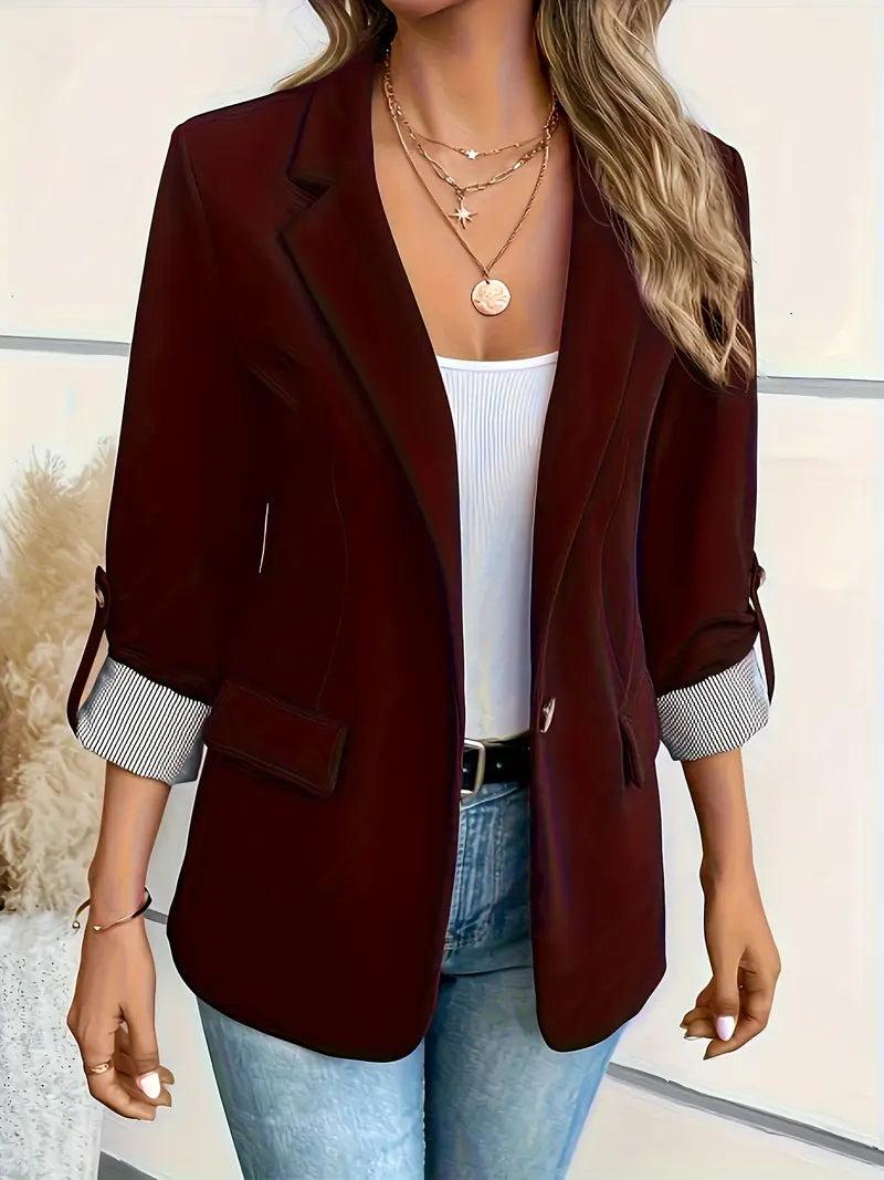 Tailored Womens Blazer For Professional Power Suit Office Burgundy
