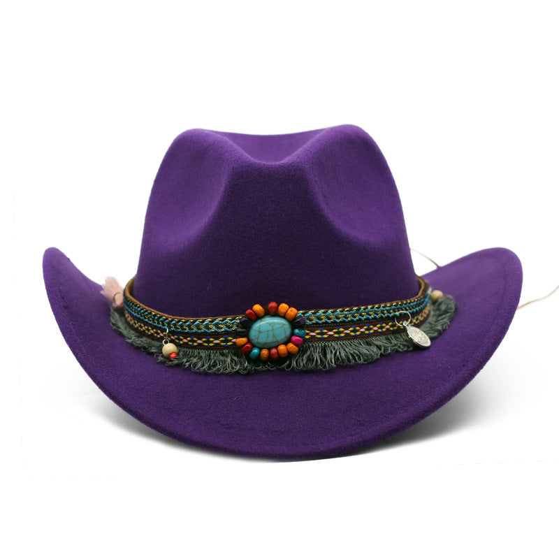 Sombreros de fieltro rizado para vaqueros, accesorios para montar para hombres y mujeres