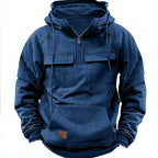 Men’s Zip-Up Hoodie – Drawstring & Pockets Navy Blue