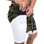 Pocket Compression Shorts With Pockets For Running Army Green Camouflage
