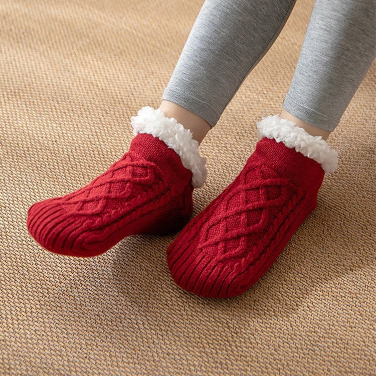 Cozy Non-Slip Plush Knitted Floor Socks for Women - Warm Winter Home Essentials