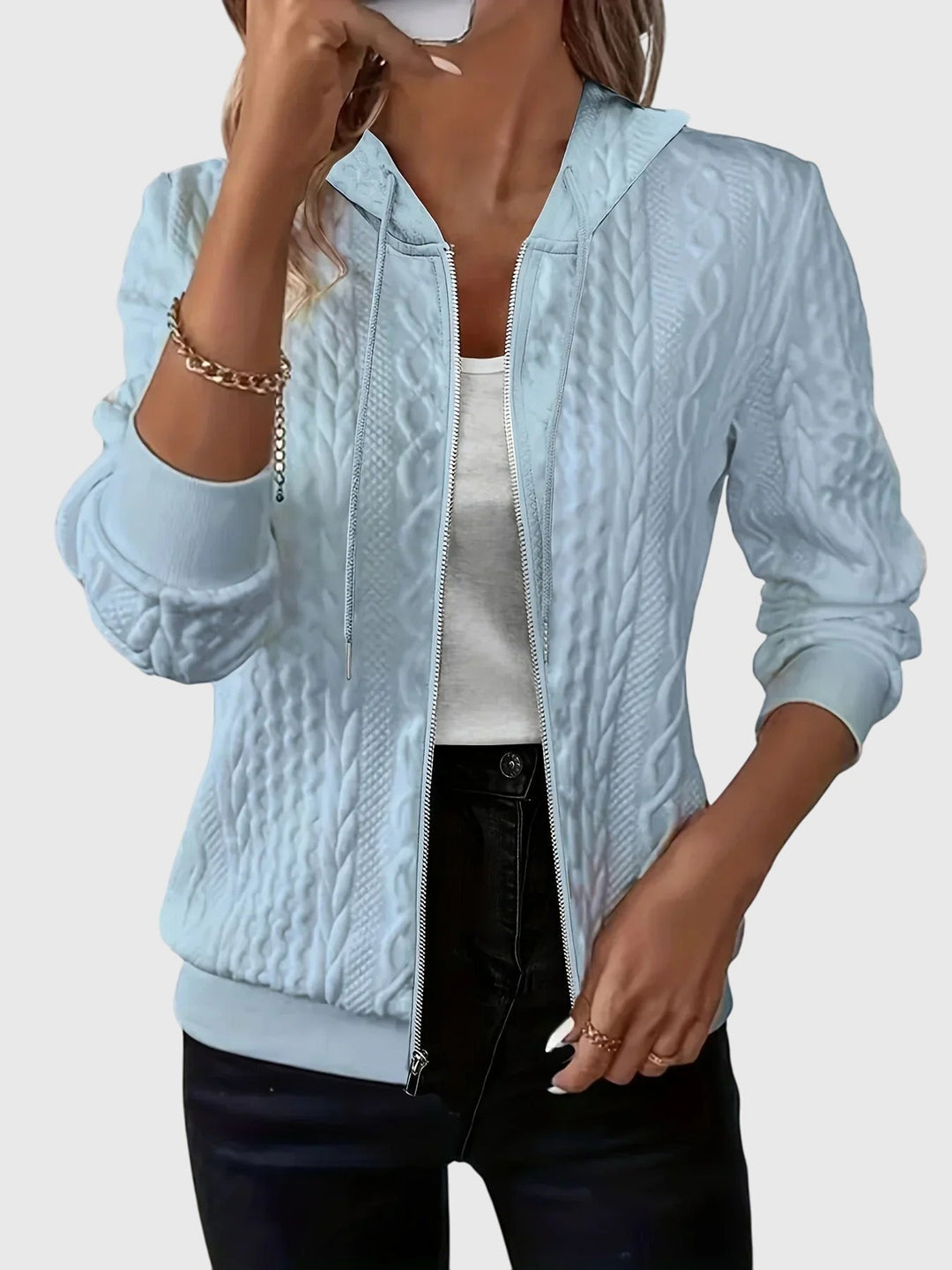 Women's Textured Zip-Up Hoodie