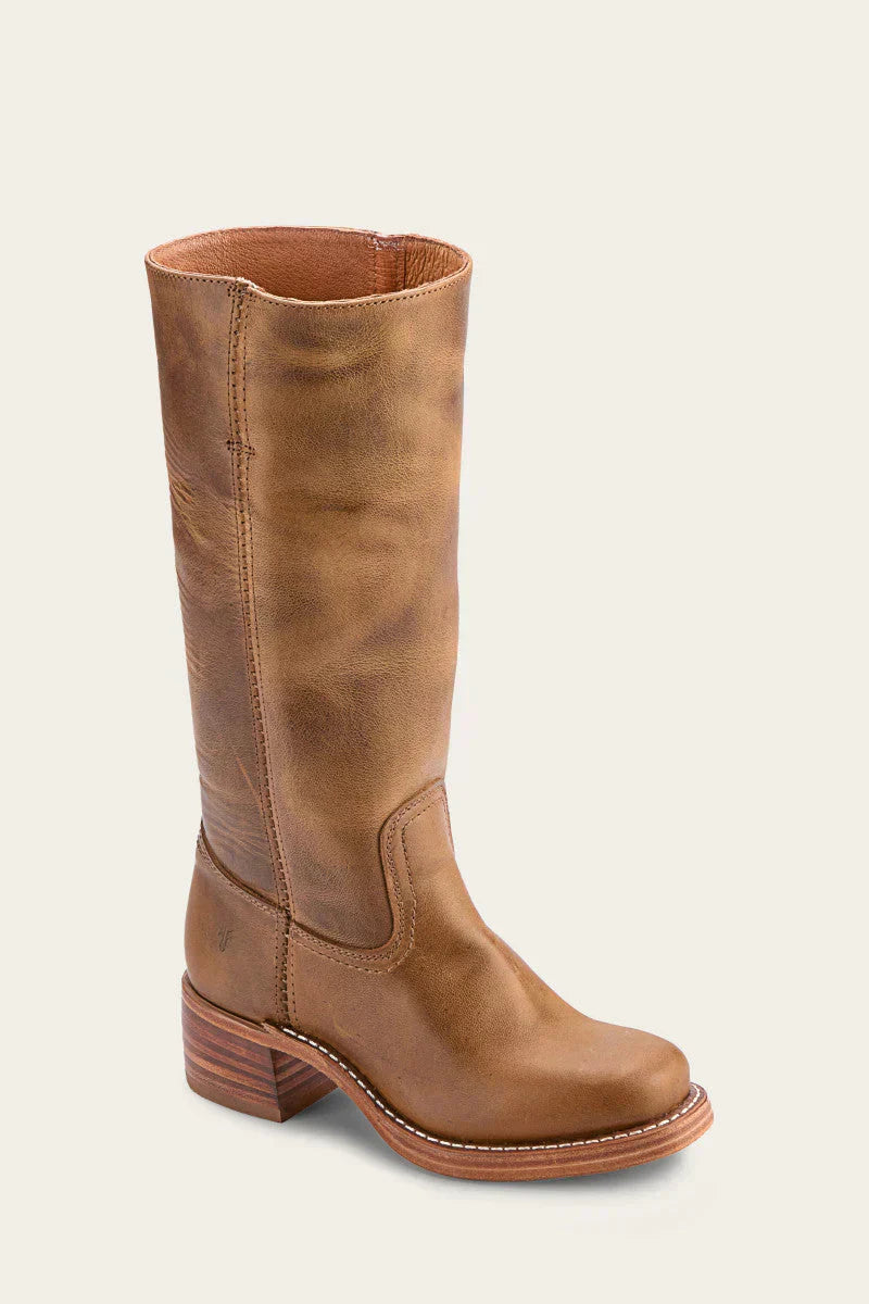 Botas de media caña para mujer con tacón cuadrado y detalle de costuras