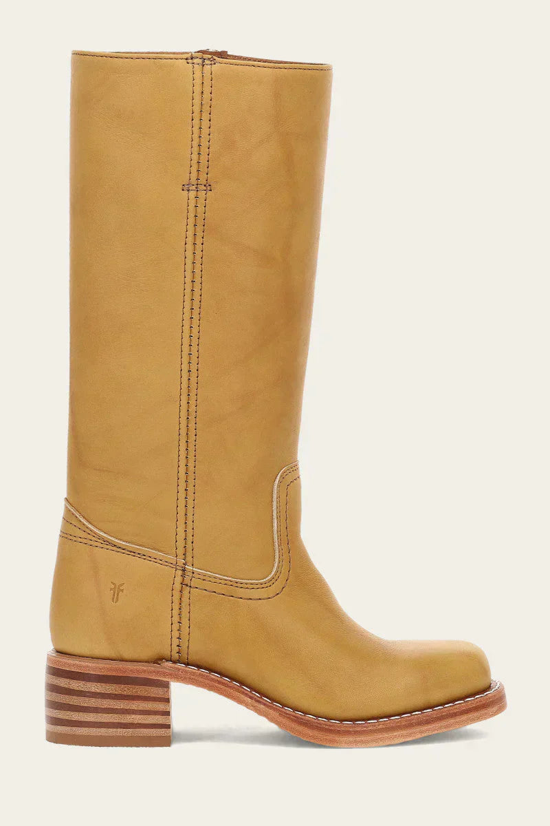 Botas de media caña para mujer con tacón cuadrado y detalle de costuras