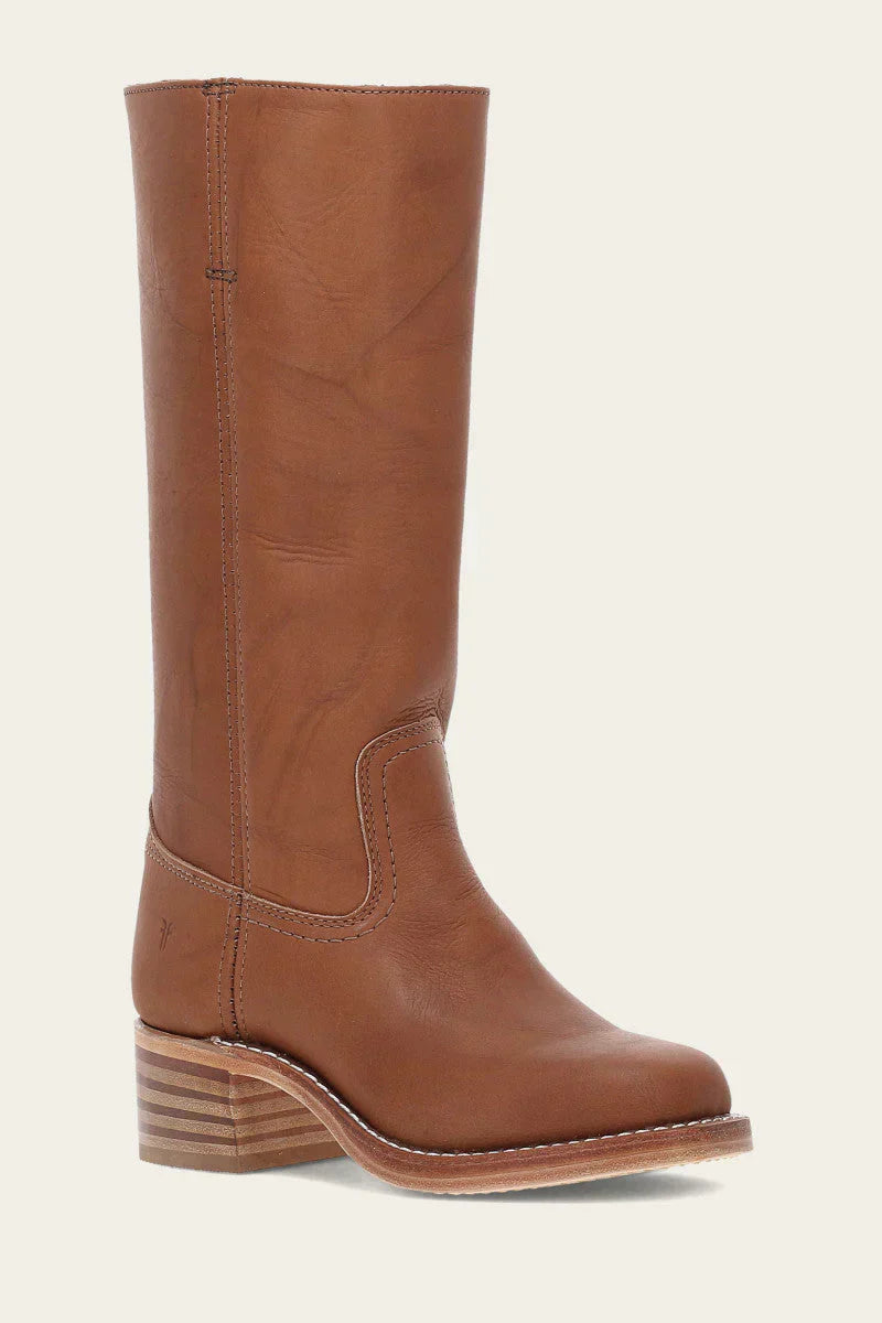 Botas de media caña para mujer con tacón cuadrado y detalle de costuras