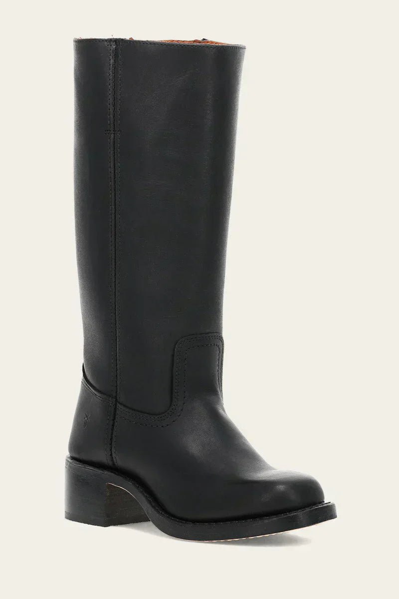 Botas de media caña para mujer con tacón cuadrado y detalle de costuras