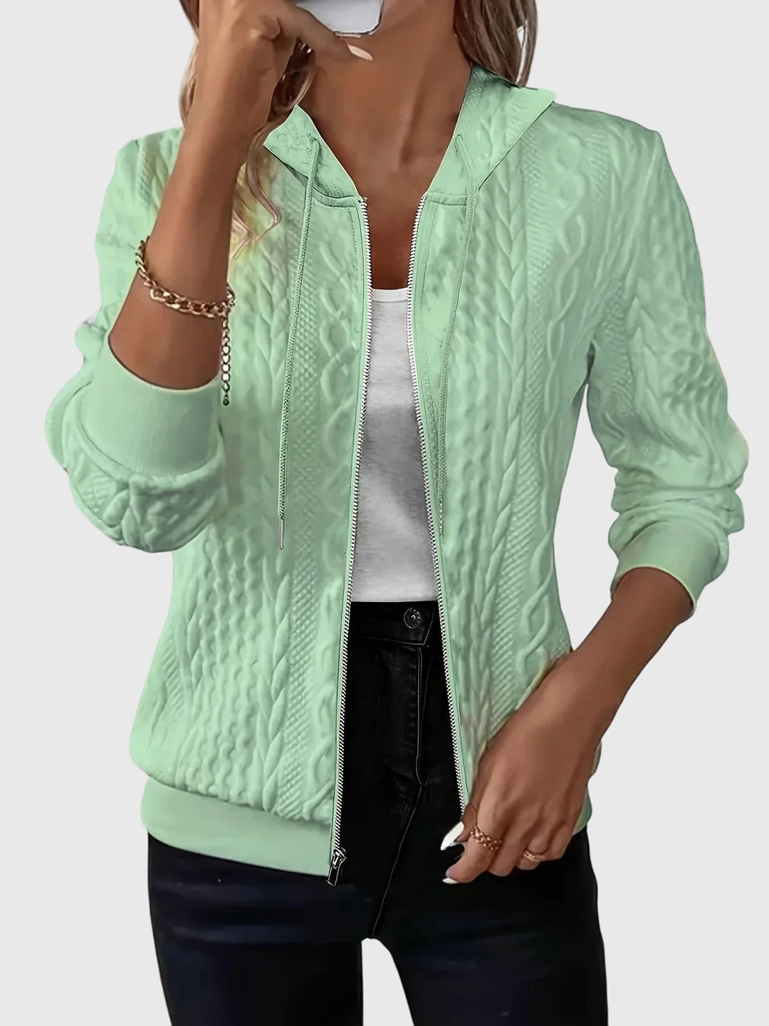 Women's Textured Zip-Up Hoodie