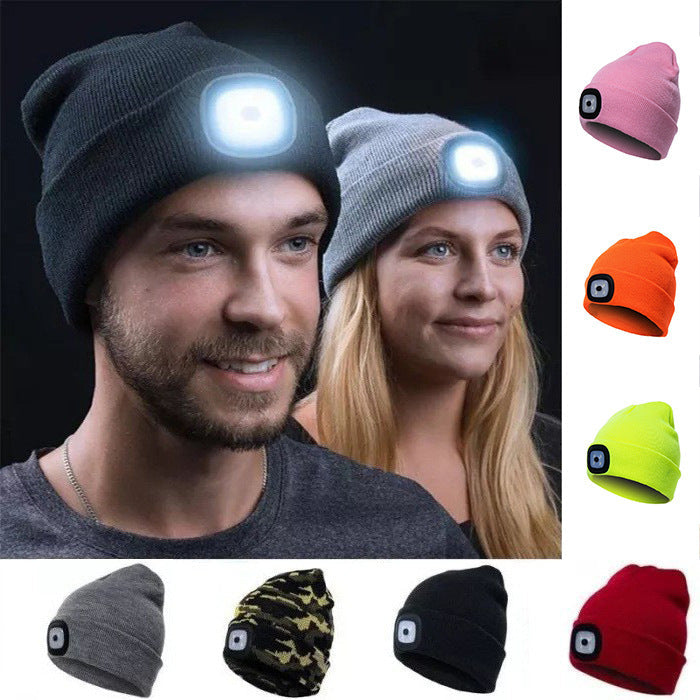 LED-Strickmütze mit Leuchtlicht – Batteriebetriebene gestrickte Beanie