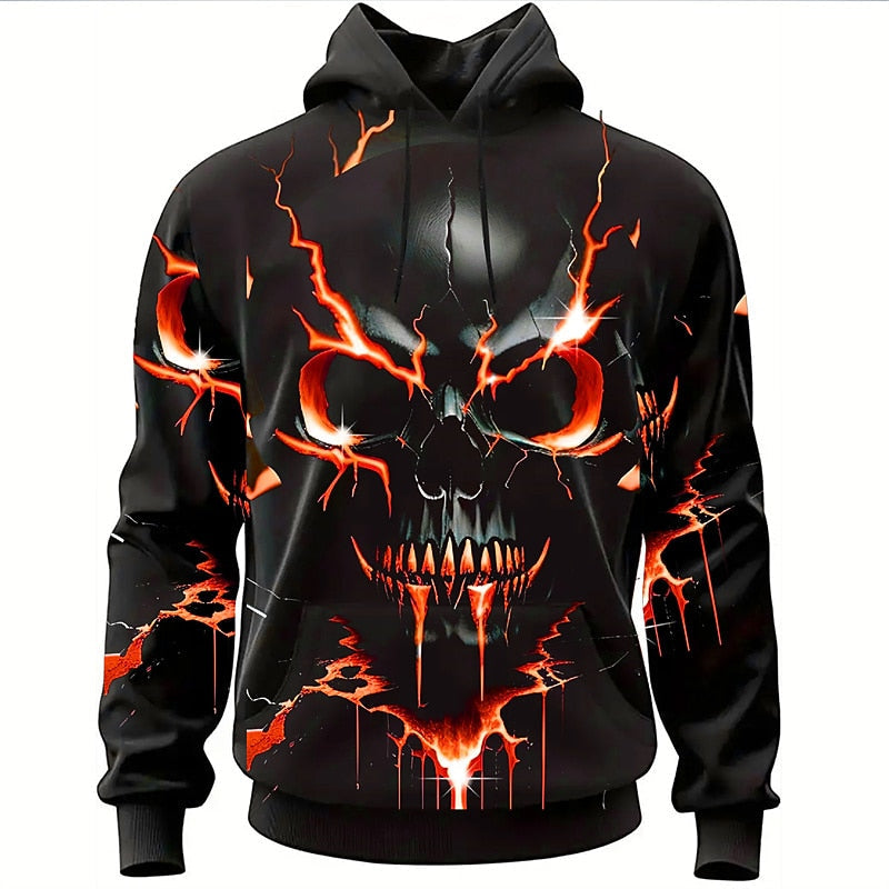 Felpa con cappuccio da uomo con grafica di teschio per Halloween