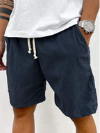 Men's Corduroy Drawstring Shorts Relaxed Fit Casual Navy Blue