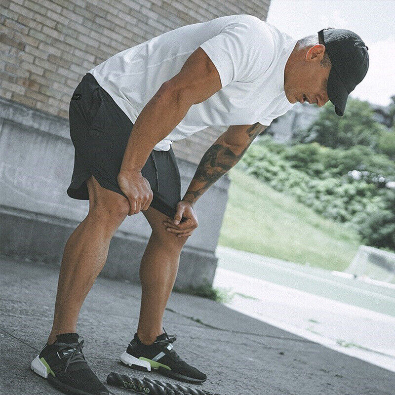 Mens Quick Dry 2 In 1 Running Shorts With Phone Pocket