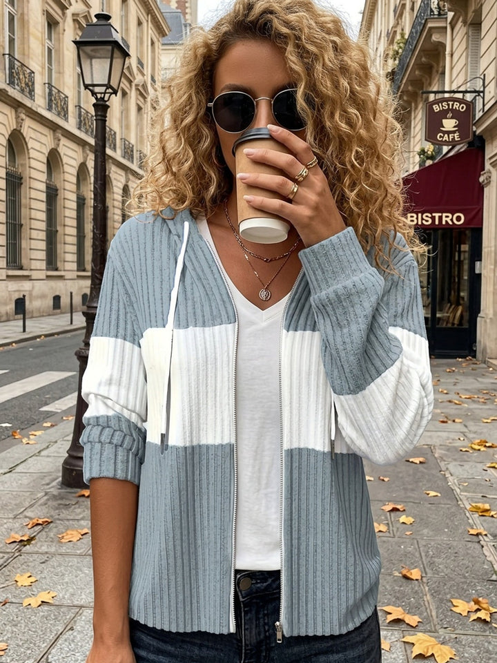 Women's Ribbed Zip-Up Hoodie
