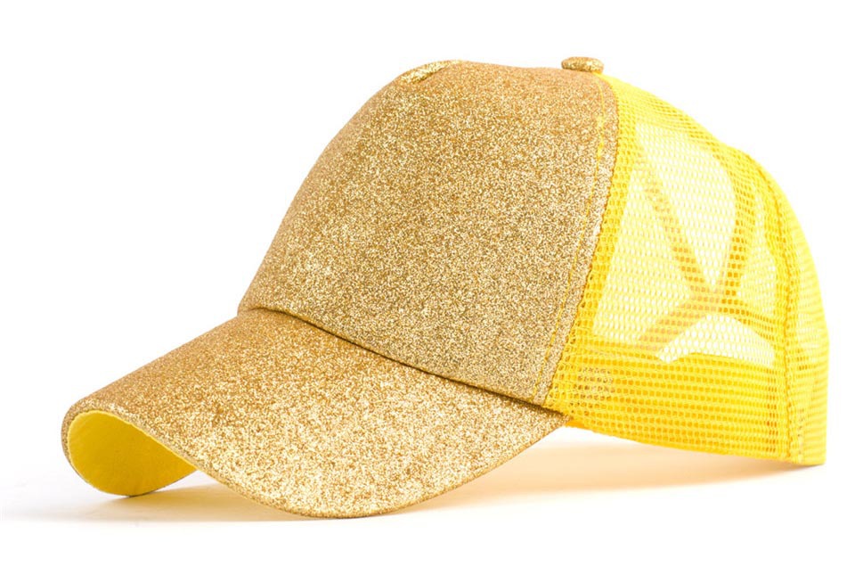 Gorra de béisbol snapback con cola de caballo y lentejuelas para estilo hip-hop