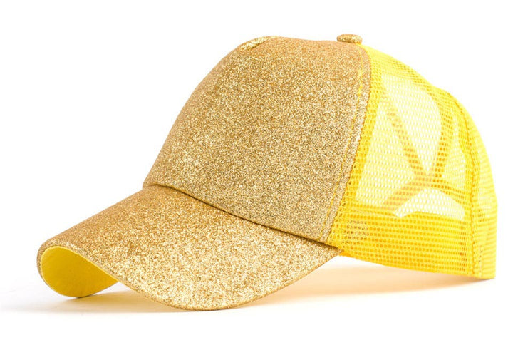 Gorra de béisbol snapback con cola de caballo y lentejuelas para estilo hip-hop