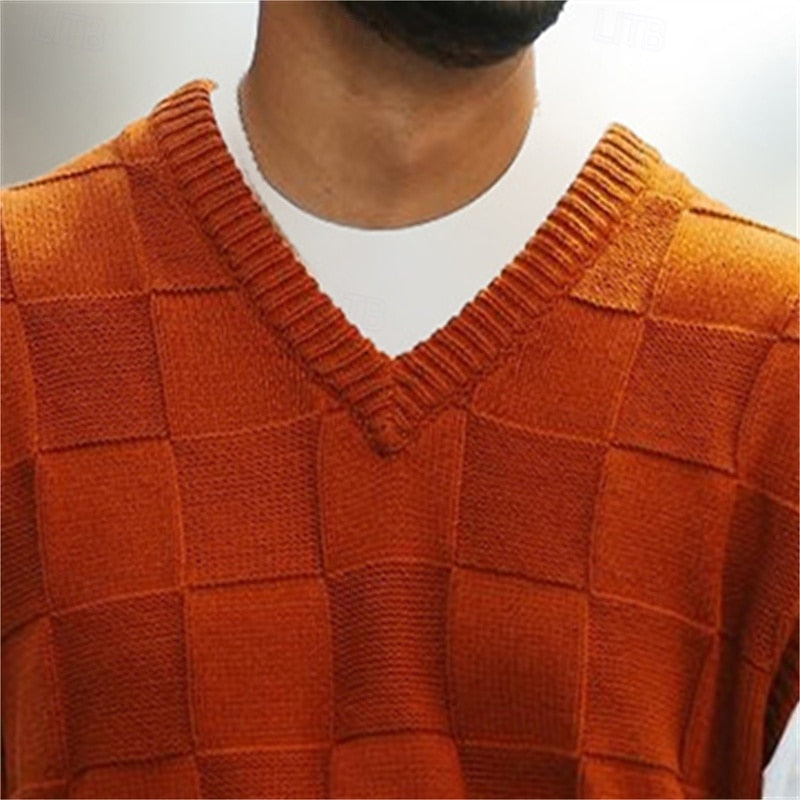 Colete de malha com decote em V e textura para homem