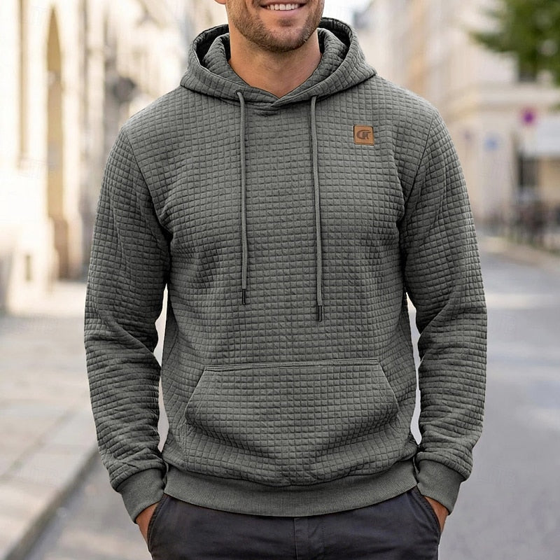 Men's Textured Hooded Pullover Sweatshirt