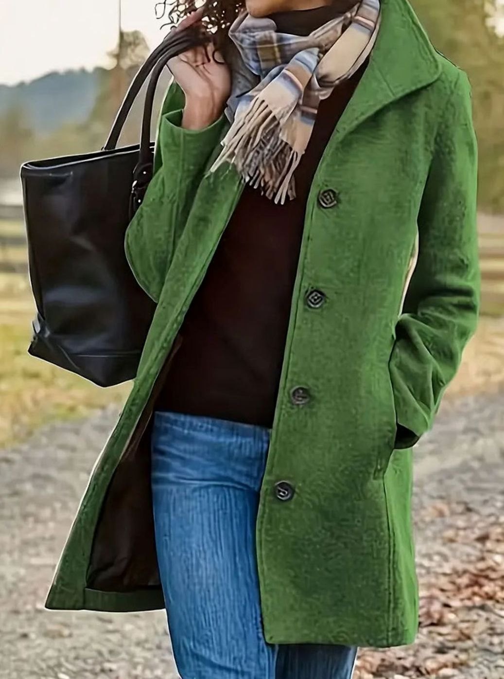 Women's Stylish Slim-Cut Wool Coat with Button Front