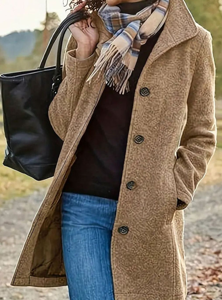 Women's Stylish Slim-Cut Wool Coat with Button Front