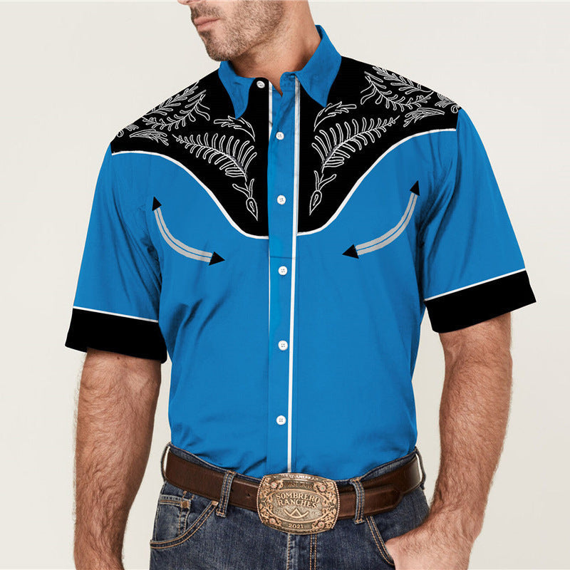 Men's 3D Printed Short Sleeve Lapel Shirt S95342462