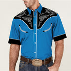 Men's 3D Printed Short Sleeve Lapel Shirt S95342462