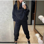 Women's Stylish Two-Piece Tracksuit Set Black