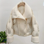 Double-Breasted Aviator Jacket for Women Beige