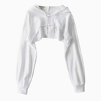 Low Hem Drawstring Hoodie White