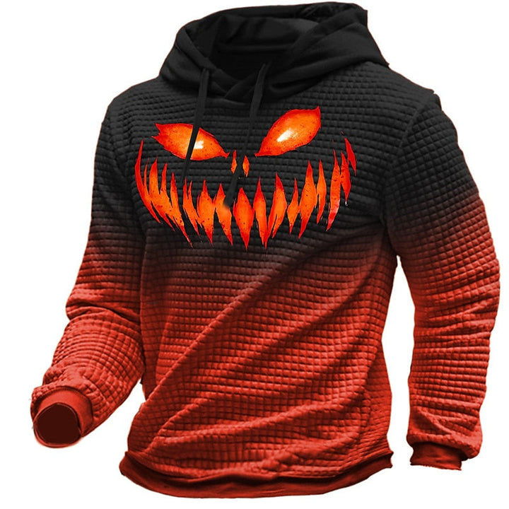 Hættetrøje til mænd med tekstureret Halloween-motiv