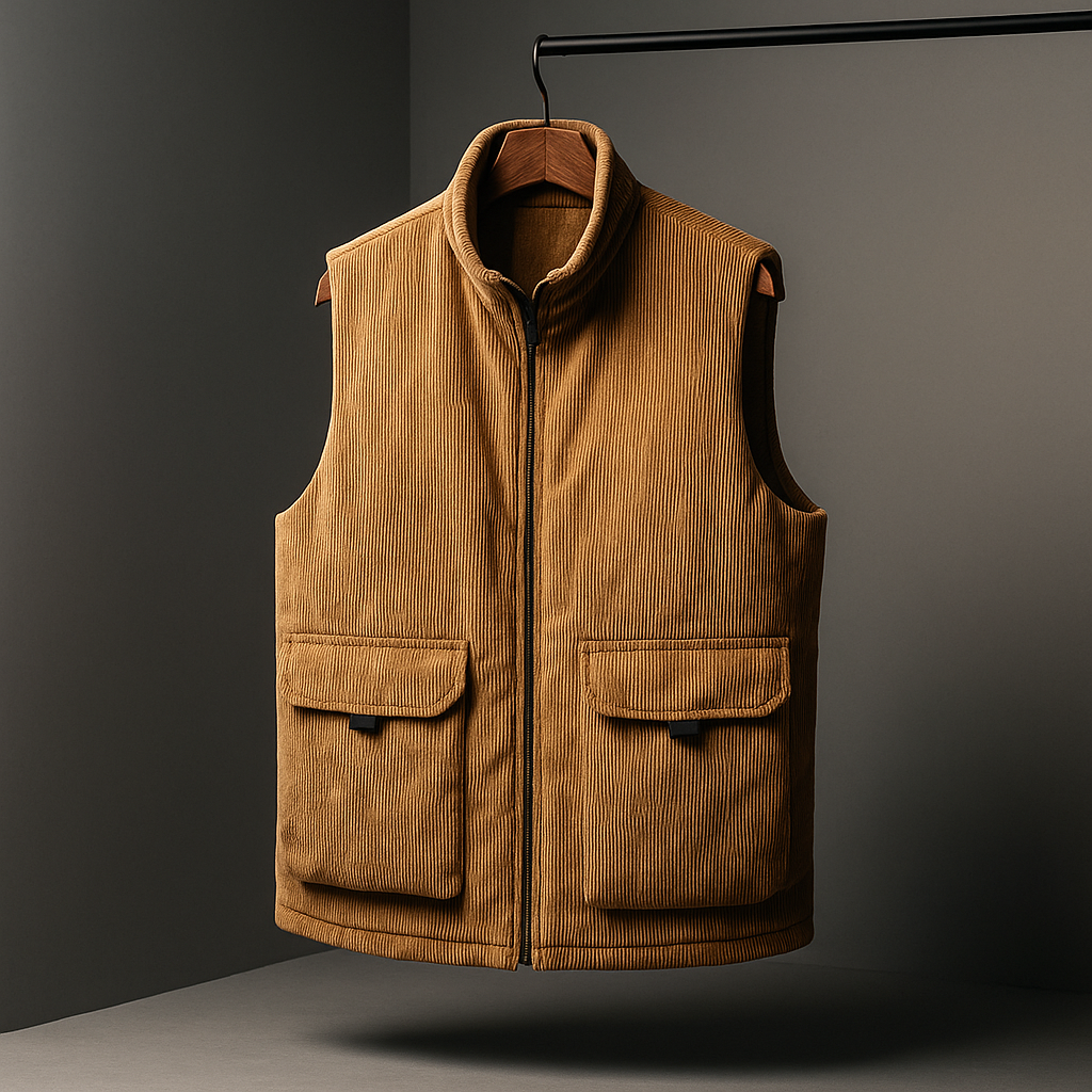 Stylish Corduroy Vest for Men Olive