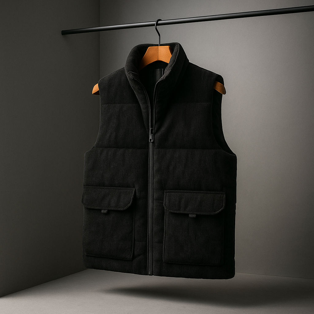 Stylish Corduroy Vest for Men Black