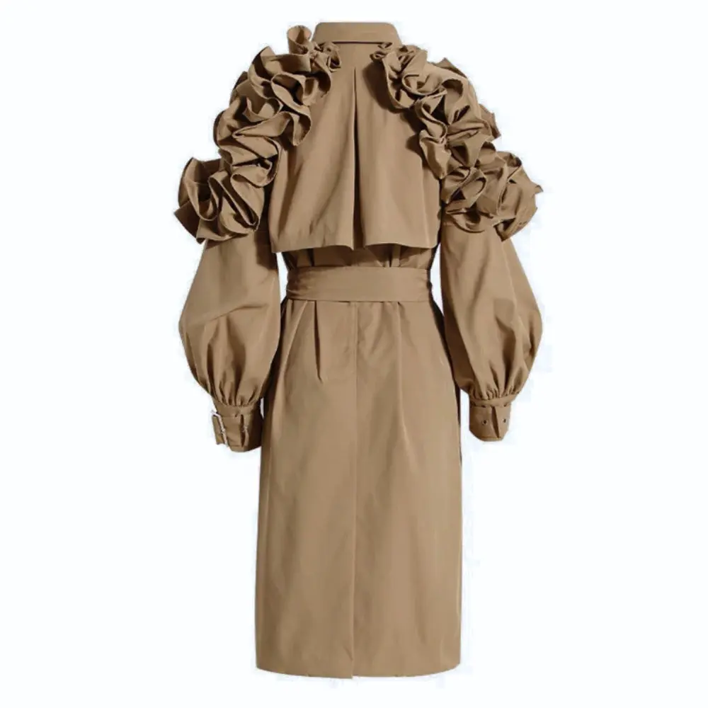 Ruffle Belted Coat for Stylish Elegance