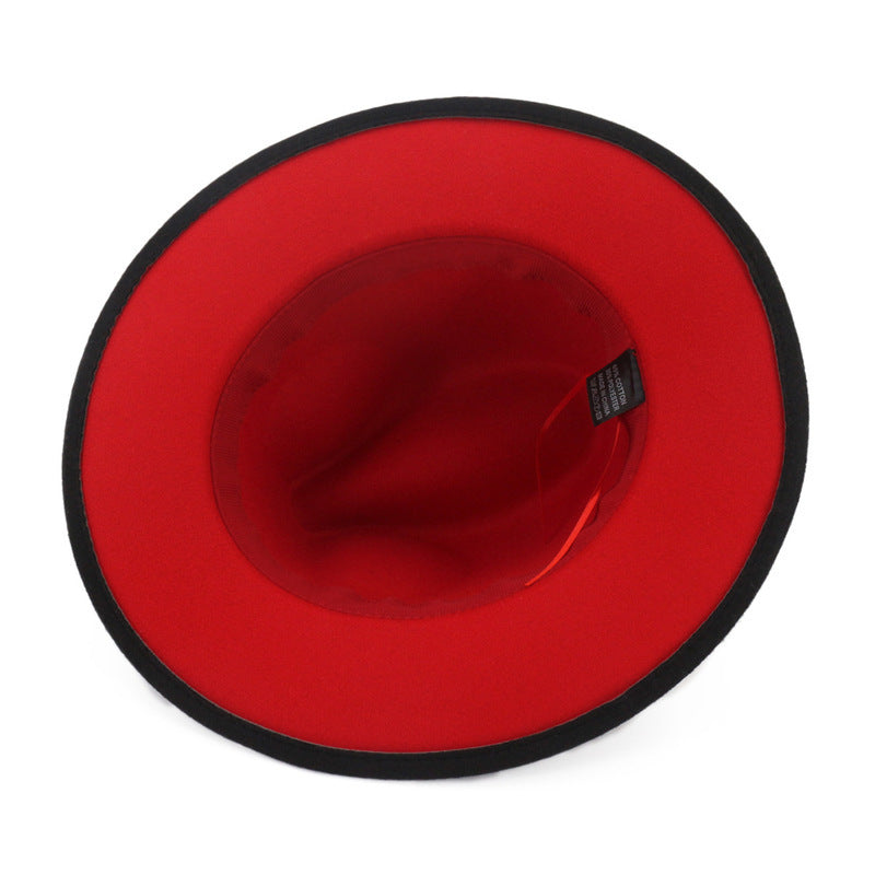 Chapeau Fedora en laine à blocs de couleur élégant pour hommes et femmes