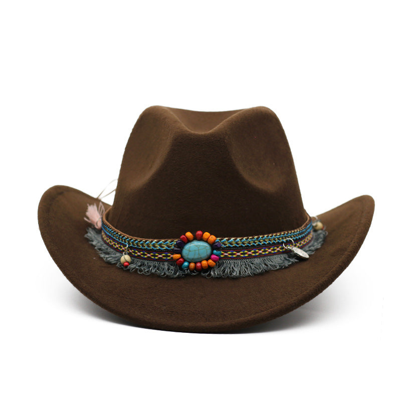 Sombreros de fieltro rizado para vaqueros, accesorios para montar para hombres y mujeres