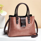 Spacious PU Leather Tote Bag With Large Buckle For Women Apricot
