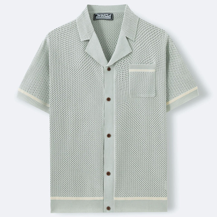 Breathable Mesh Polo Shirt With Cuban Collar For Summer-MODAUTLET